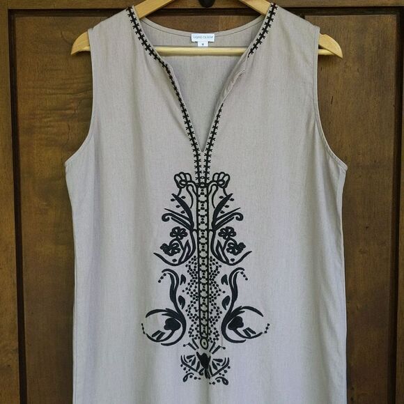 Sigrid Olsen Linen Embroidered Maxi Dress Resortwear Coastal Cruise Vacation - Picture 2 of 12